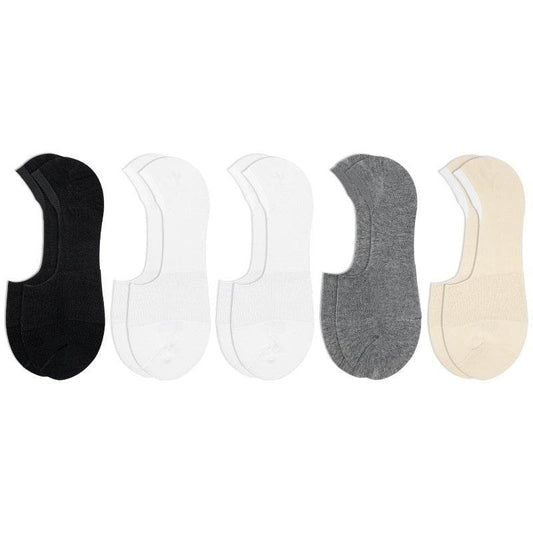 Women's Cotton Invisible Boat Socks - 5 Pairs Non-Slip Summer Style - Buy Center