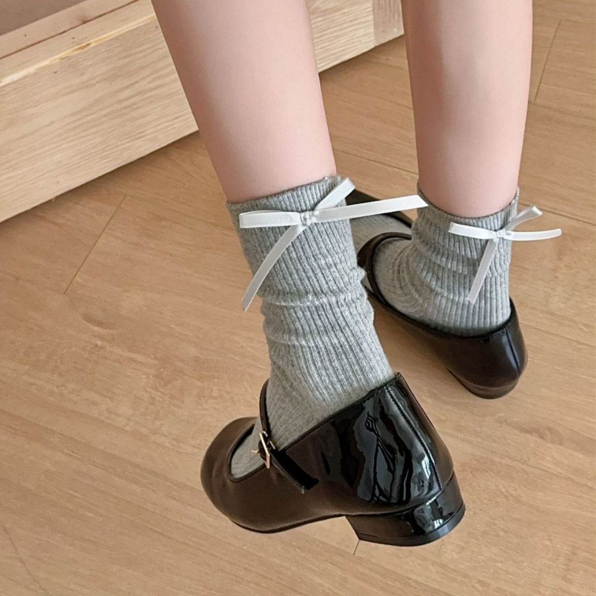 Heel Bow Socks for Women - Pure Cotton, Stylish Middle Tube Design - Buy Center