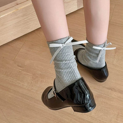 Heel Bow Socks for Women - Pure Cotton, Stylish Middle Tube Design - Buy Center