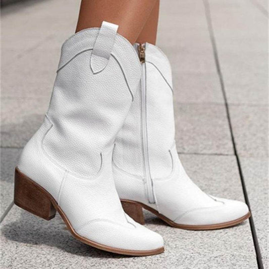 Buycenter Women's Mid Heel Boots - Ethnic Style, Chunky Heel Design - Buy Center