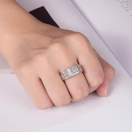 Stunning Moissanite Ring for Men - Modern Geometric Design, Stylish Accessory - Buy Center