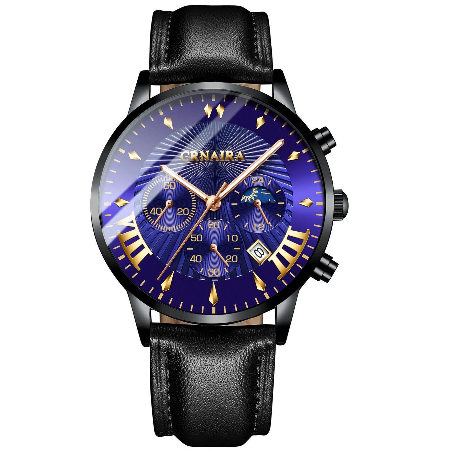 Buycenter Men's Waterproof Quartz Watch - Three-Eye Design, Stylish Alloy Band - Buy Center