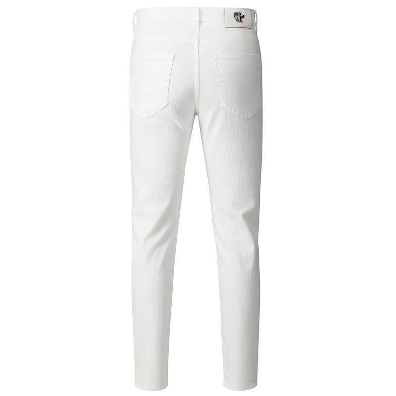 Men's Slim Fit White Ripped Jeans - Trendy Patchwork Style for 2025 - Buy Center