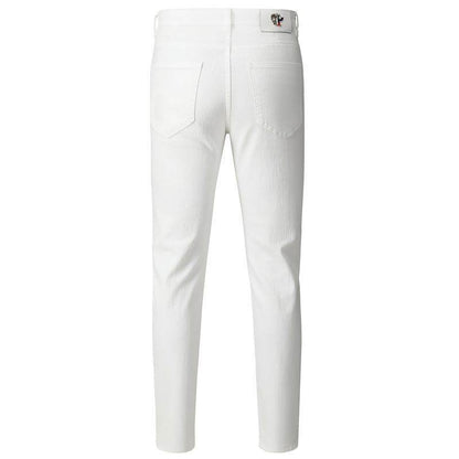 Men's Slim Fit White Ripped Jeans - Trendy Patchwork Style for 2025 - Buy Center