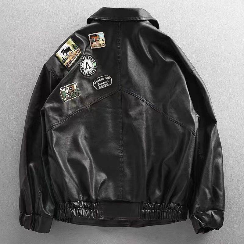 Trendy Loose Motorcycle Clothing - Genuine Leather for Spring & Autumn - Buy Center