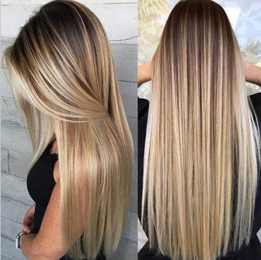 Women's Gradient Long Straight Wig - Lightweight Korean Silk, 80cm Style - Buy Center