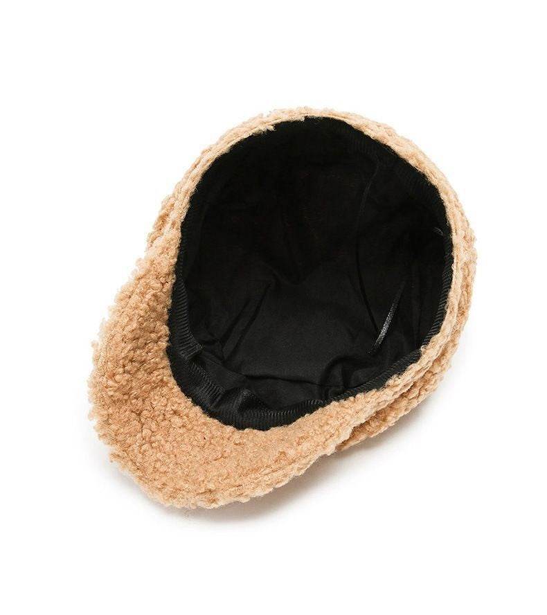 Cashmere Leather Brim Octagonal Hat - Elegant Tapered Style for Women - Buy Center