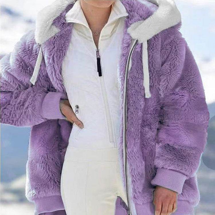 Buycenter Women's Hooded Zipper Sweater - Warm Loose Winter Coat - Buy Center