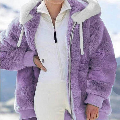 Buycenter Women's Hooded Zipper Sweater - Warm Loose Winter Coat - Buy Center