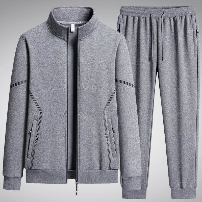 Men's Fleece-Lined Leisure Sports Suit - Stylish Two-Piece Set for All Seasons - Buy Center