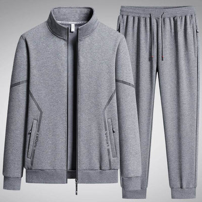 Men's Fleece-Lined Leisure Sports Suit - Stylish Two-Piece Set for All Seasons - Buy Center