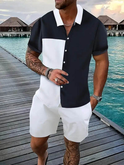 Men's Loose Casual Geometric Short Shirt - Lightweight & Breathable Summer Style - Buy Center