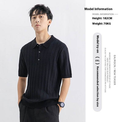 Men's Summer Casual Sweater - Breathable Short Sleeve in Solid Colors - Buy Center