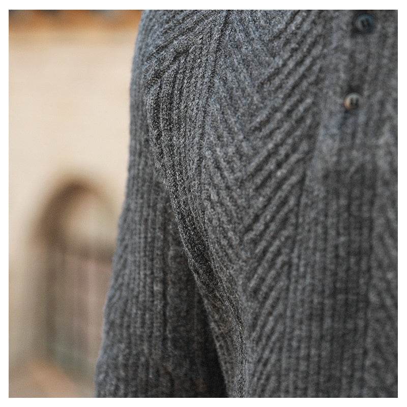Buycenter Men's Thickened Warm Base Sweater - Stand Collar, Long Sleeve - Buy Center