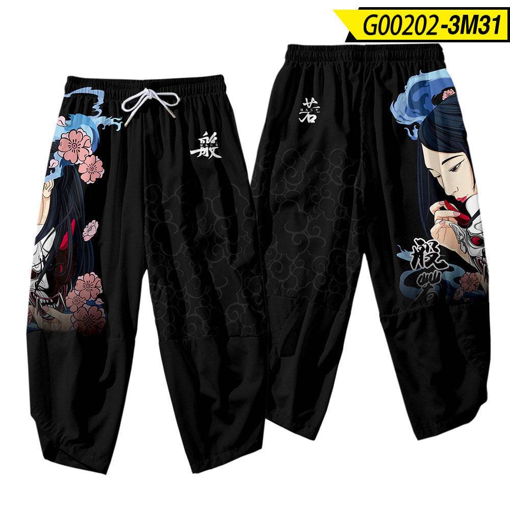 Men's 3D Creative Printed Cropped Pants - Stylish Sun & Moon Design - Buy Center