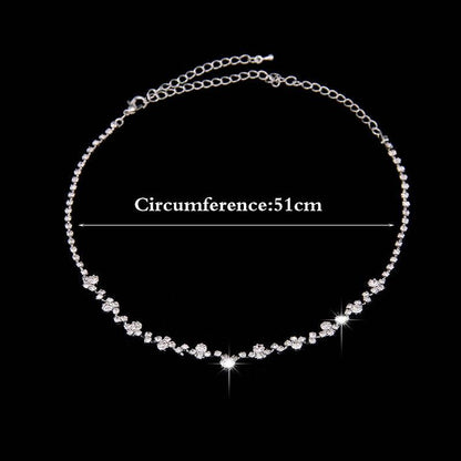 Simple Rhinestone Bridal Necklace & Earring Set - Elegant Wedding Jewelry - Buy Center