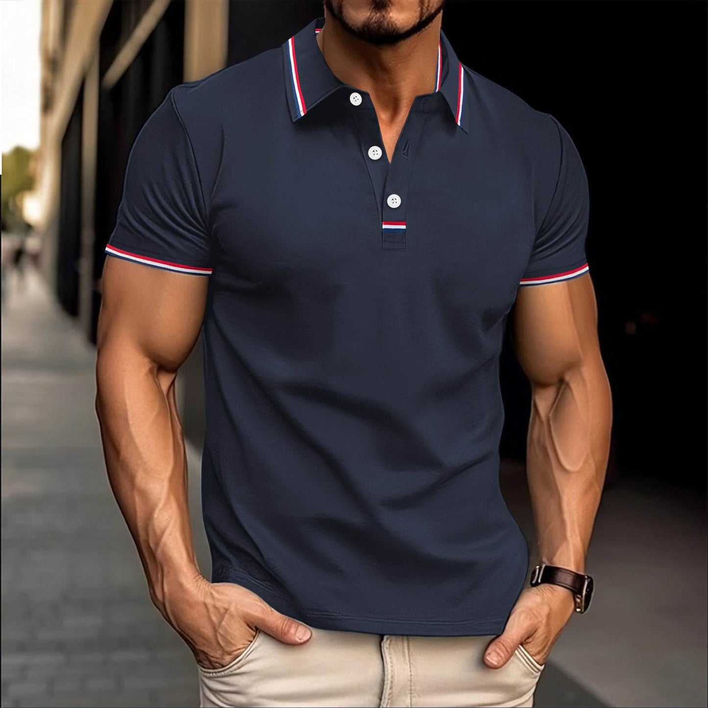 Buycenter Versatile Pull Button T-shirt - Loose Fit, Short Sleeve Options - Buy Center