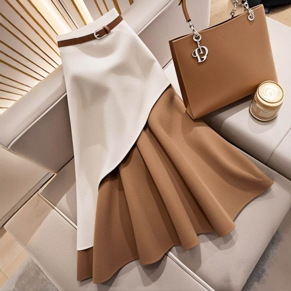 Women's Winter Brown Fishtail Skirt - Trendy Contrast Design for Every Occasion - Buy Center