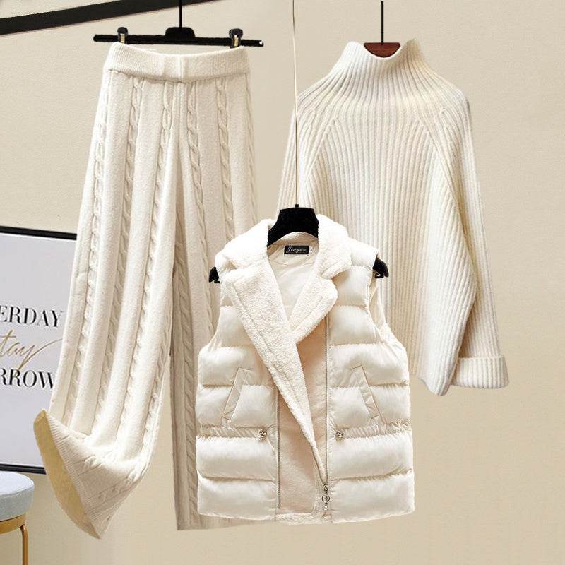 Buycenter Women's Autumn Winter Sweater Vest and Pants Set - Stylish Comfort - Buy Center