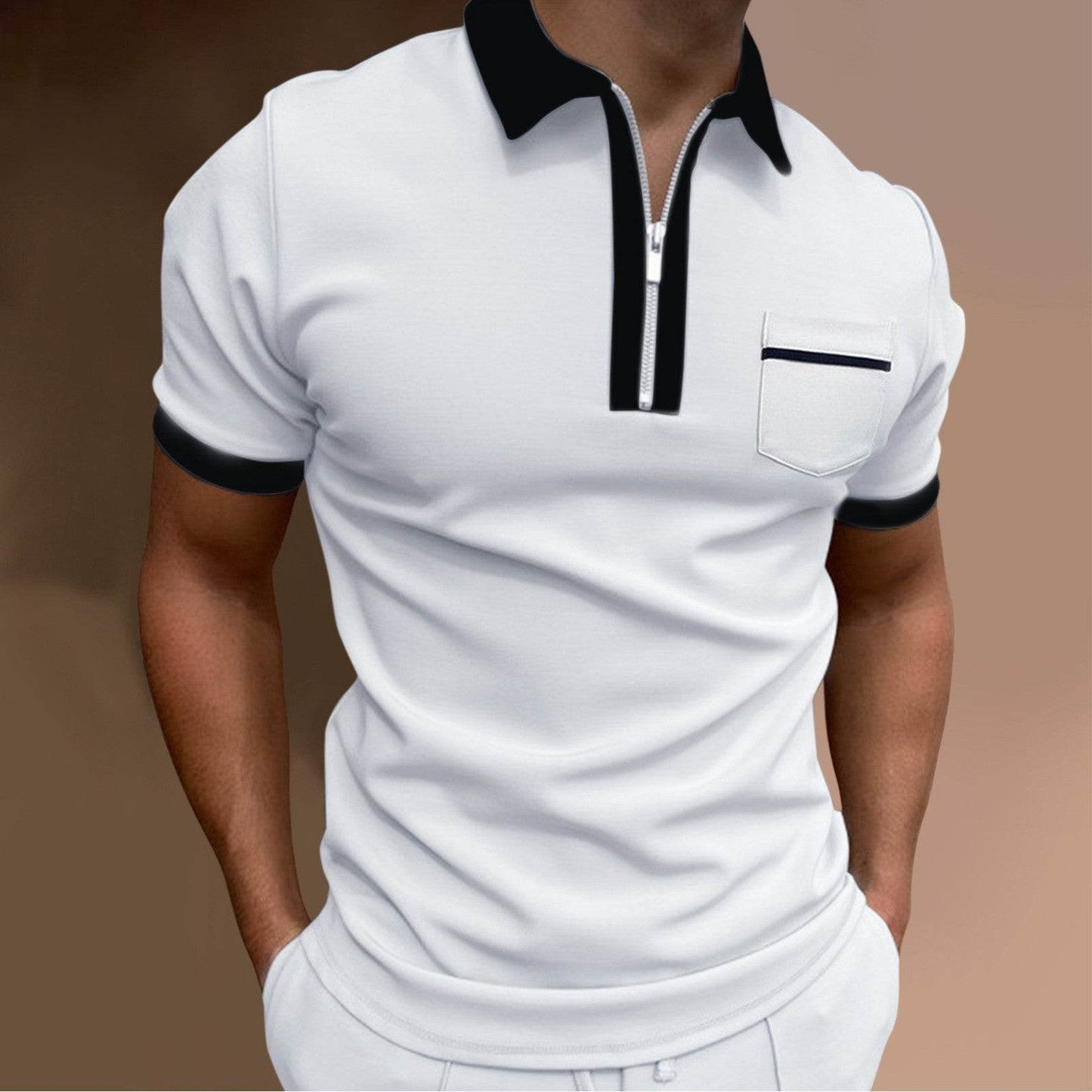 Buycenter Slim Fit Long Sleeve Men's T-Shirt - Zipper Decoration Styles - Buy Center