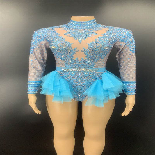 Dance Sexy Shiny Rhinestone Mesh Jumpsuit - Perfect Stage Costume for Women - Buy Center