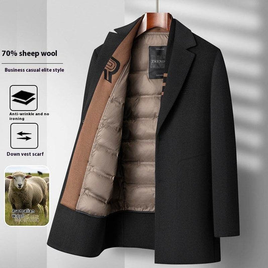 Buycenter Men's Woolen Coat - Stylish Mid-Length Winter Outerwear - Buy Center