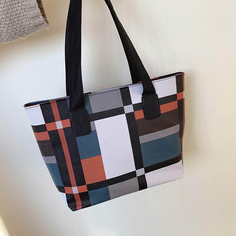 Buycenter Large Capacity Plaid Shopping Bag - Soft PU Evening Bag - Buy Center