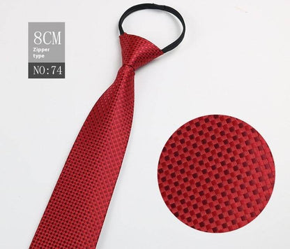 Black Striped Blue Business Tie - Lazy Zip Closure for Easy Wear - Buy Center