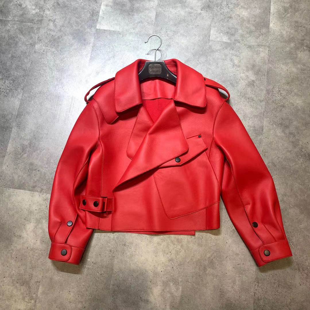 Women's Genuine Leather Sheepskin Jacket - Chic Loose-Fit Short Coat - Buy Center