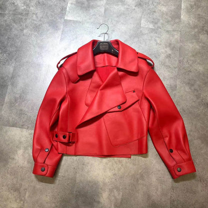 Women's Genuine Leather Sheepskin Jacket - Chic Loose-Fit Short Coat - Buy Center