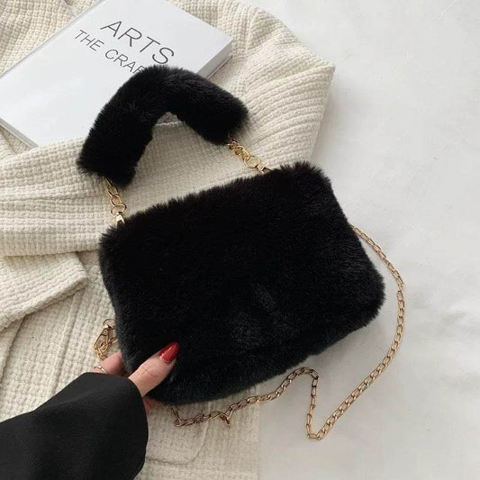 Stylish Square Plush Chain Bag - Soft Shoulder Bag for Urban Fashion - Buy Center