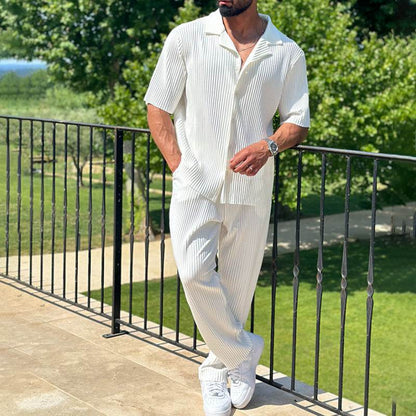Fashionable Men's Sports Suit Set - Short Sleeve Top & Trousers 2025 - Buy Center