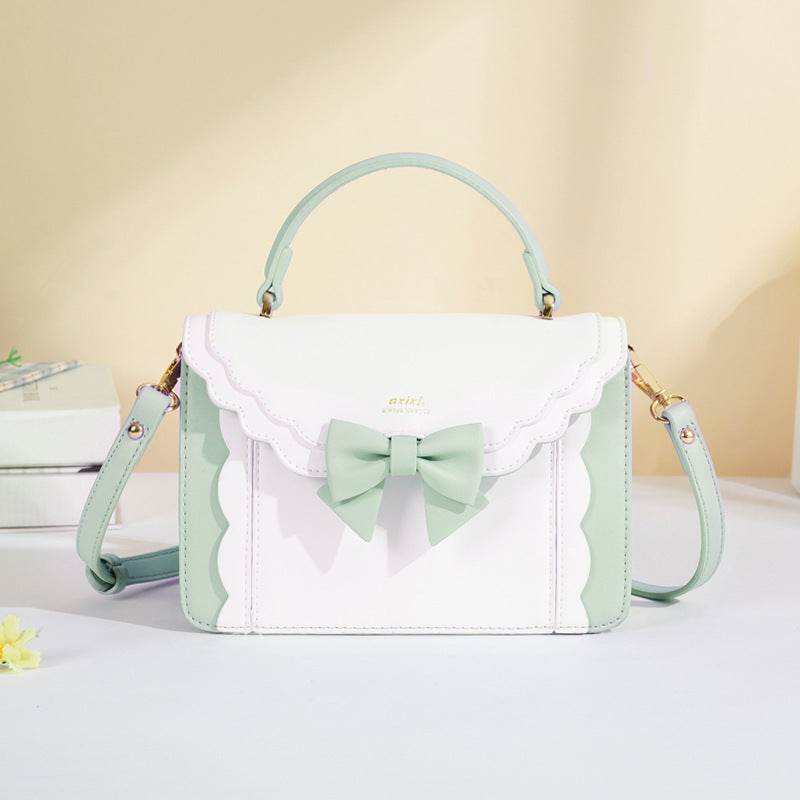 Women's Bow Style Square Bag - Peach Pink & Elegant Colors for 2025 - Buy Center