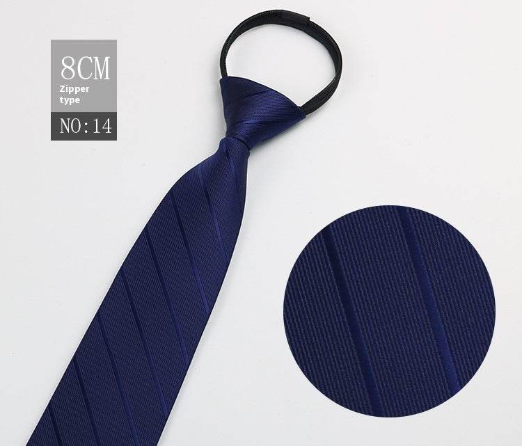 Black Striped Blue Business Tie - Lazy Zip Closure for Easy Wear - Buy Center
