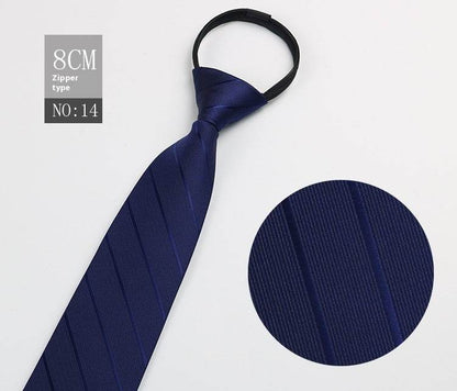Black Striped Blue Business Tie - Lazy Zip Closure for Easy Wear - Buy Center