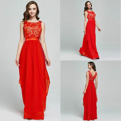 Lace Spliced Chiffon Dress - Stylish Cocktail Dress for Every Occasion - Buy Center