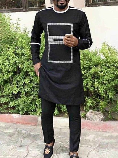 Men’s Leisure Set Suit - Printed Shirt & Trouser Pants for Spring Style