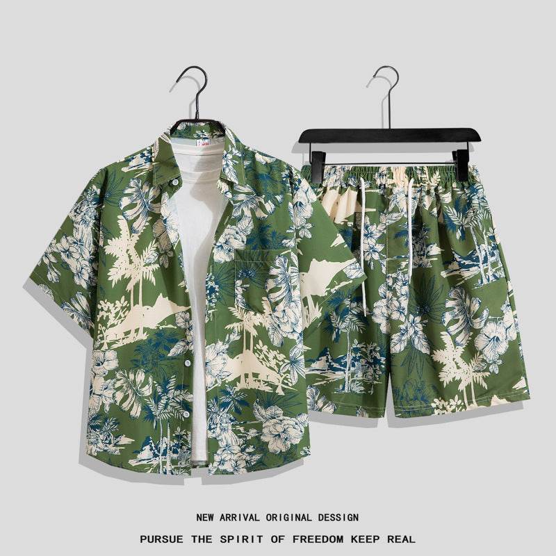 Hong Kong Style Retro Printed Shirt - Men's Short Sleeve Summer Top - Buy Center