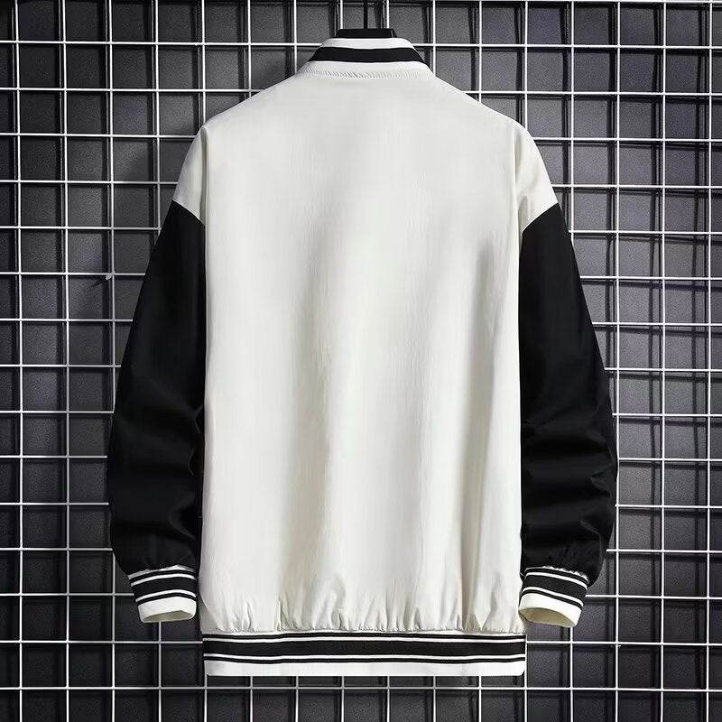 Junior High School Baseball Jacket - Stylish Black & White Hong Kong Design - Buy Center