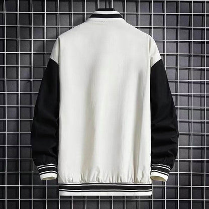 Junior High School Baseball Jacket - Stylish Black & White Hong Kong Design - Buy Center