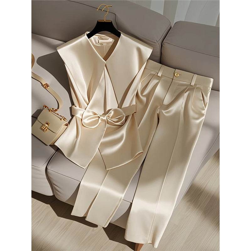 Western Style Champagne Top & Trousers Set - Trendy Fashion for 2025 - Buy Center