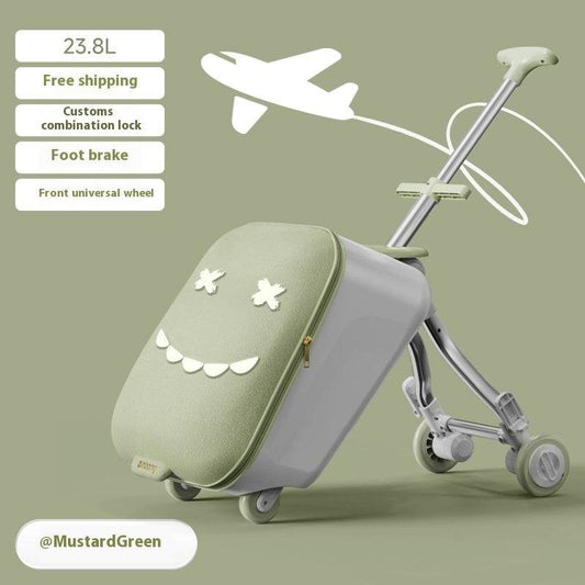 Children's Riding Trolley Case - Mustard Green & Light Yellow Luggage - Buy Center