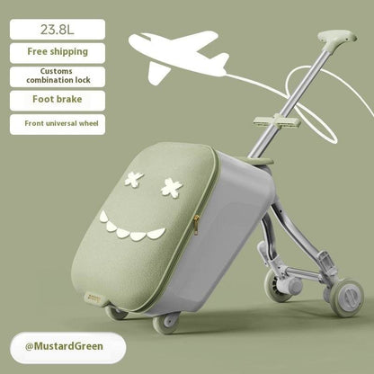 Children's Riding Trolley Case - Mustard Green & Light Yellow Luggage - Buy Center