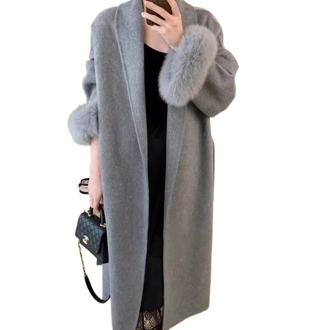 Women's Reversible Cashmere Coat - Elegant Long Lapel & Stylish Design - Buy Center