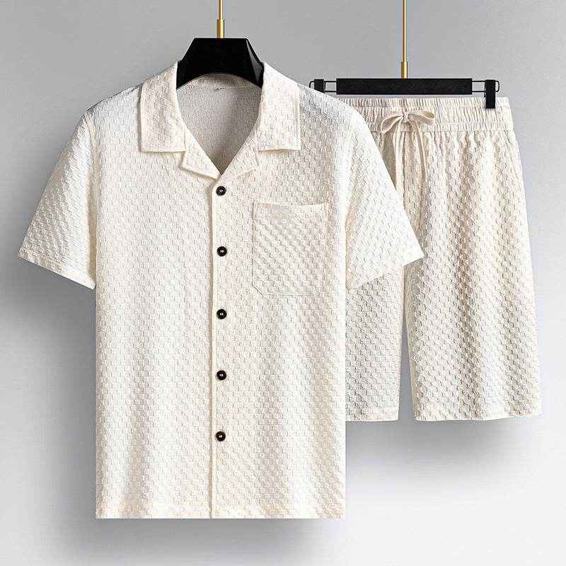 Trendy Lapel Short Sleeve Shorts Suit - Stylish Man Pajama Set for All Occasions