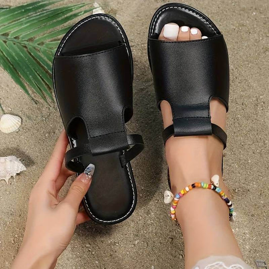 Buycenter Plus Size Women's PU Flat Sandals - Breathable & Quick Drying - Buy Center