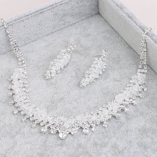 Elegant Wedding Jewelry Set - Silver Alloy Necklace & Earring Duo - Buy Center