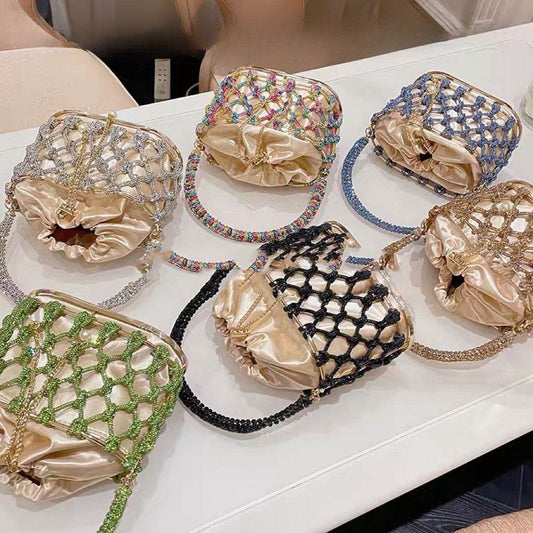 Gold & Silver Rhinestone Clutch - Hand-Woven Birdcage Design 2025 - Buy Center