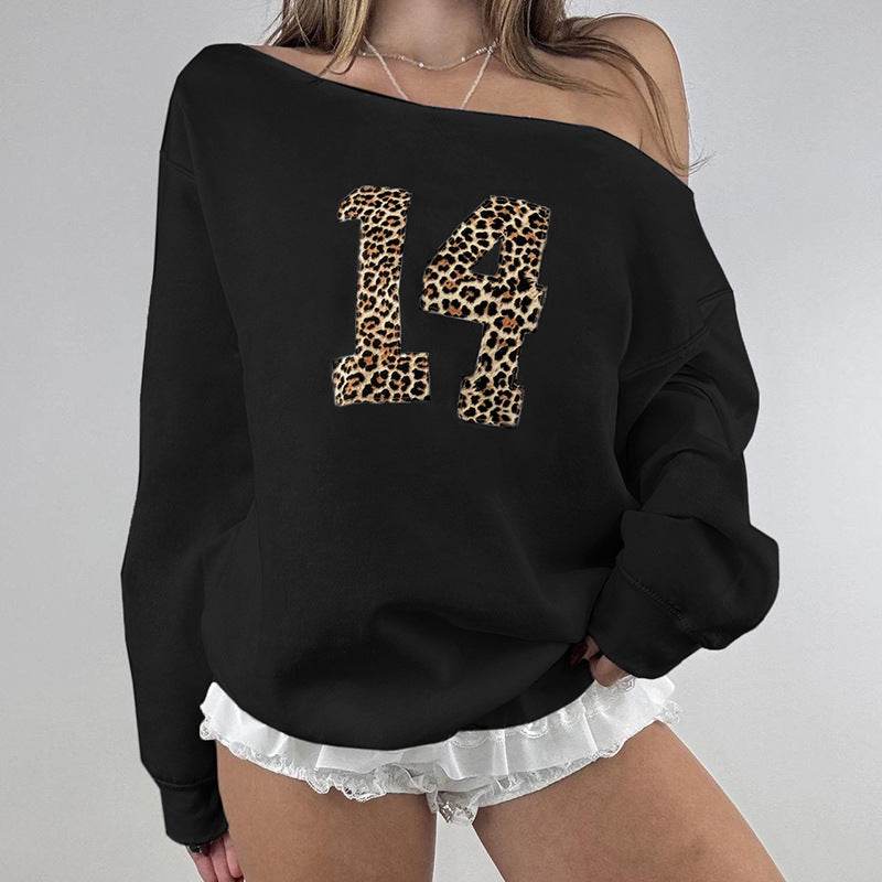 Buycenter Leopard Print Digital Sweater for Women - Loose Fit, Casual Style - Buy Center