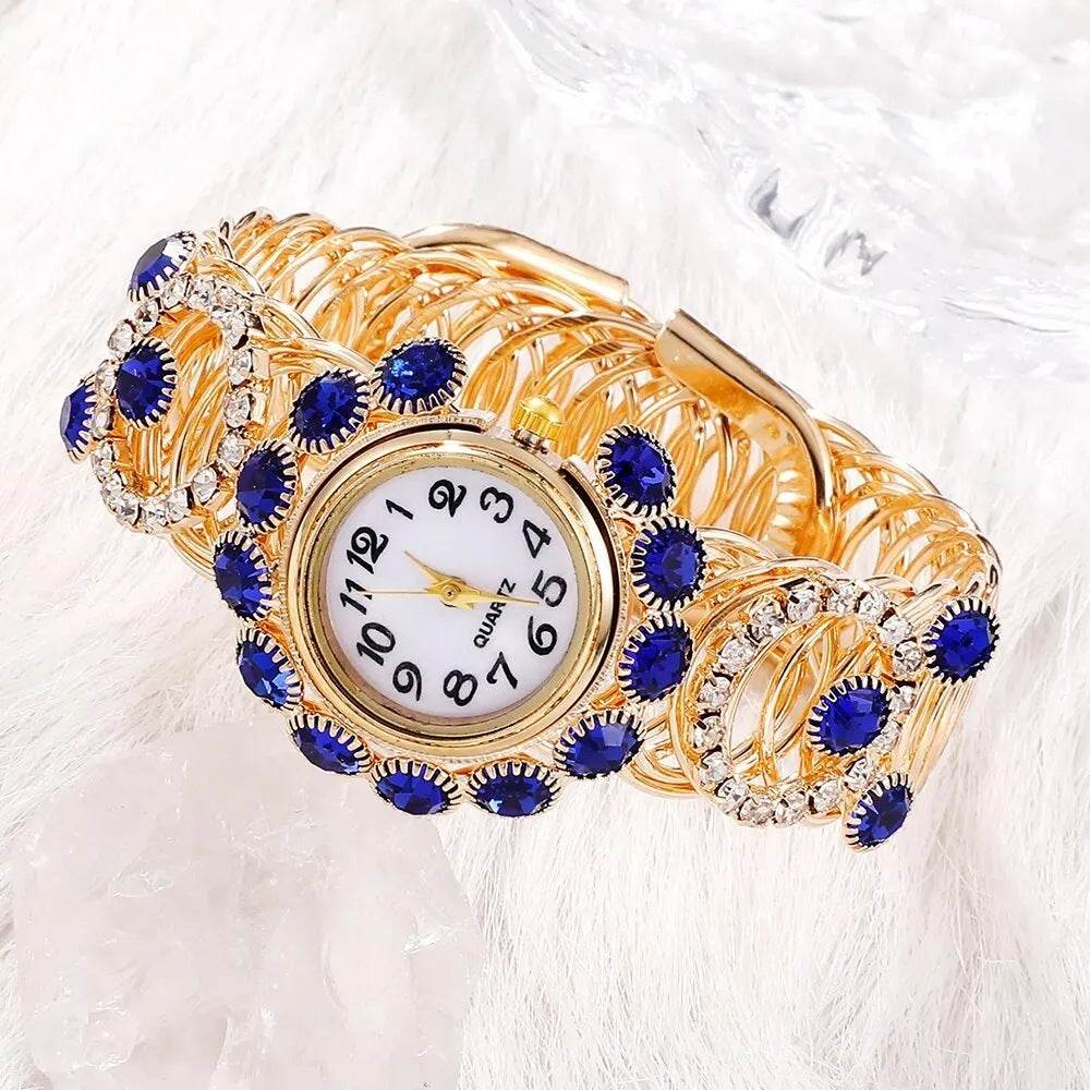 Buy Center Ladies Steel Band Quartz Watch with Sapphire Ornament Set - Buy Center